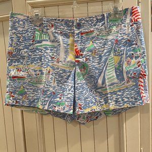Lilly Pulitzer Callahan Nautical Sailboats Shorts Get Nauti Blue Size 10